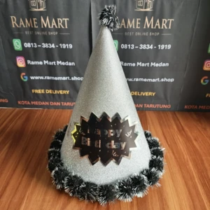 TOPI KERUCUT BOLA BULU 003004 SILVER